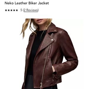 All Saints Neko Biker Leather Jacket Oxblood Red